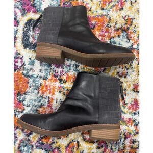 SPERRY Maya Belle Leather Back Zip Ankle Boots Textured Black Size 7.5